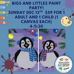 Bigs and Littles Paint Party: Penguins!- 2 for $59