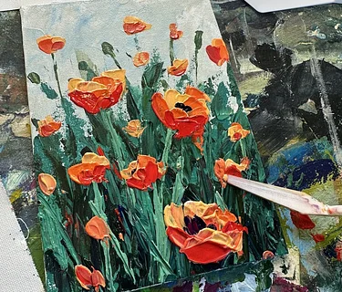 Palette Knife Poppies - Beginner Painting Class