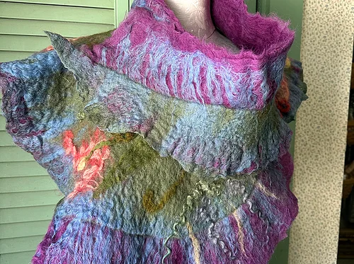 Wet Felted Wool Shawl Collar/Scarf