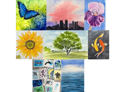 LAURIE’S MINI WATERCOLOR WORKSHOPS -Various Dates and Subjects: see below for dates and times offered.