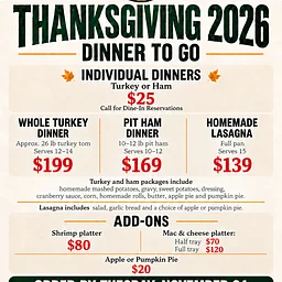 Thanksgiving Day: Open noon to midnight