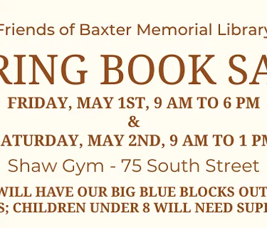 Spring Book Sale by the Friends of Baxter Memorial Library