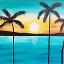 Teal Sunset Sip and Paint Class