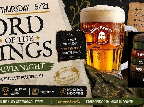 Lord of the Rings Trivia Night in Denver at Alley Brews