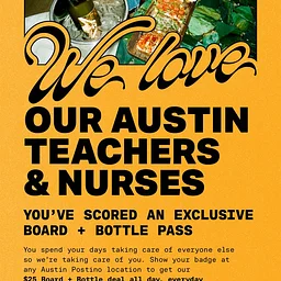 October Board & Bottle Promotion for Teachers + Nurses