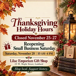 Thanksgiving Holiday Hours & Small Business Saturday