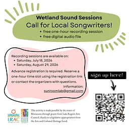 CALL FOR SONGWRITERS: "Free Wetland Sound Sessions" @ Downtown Fergus Falls