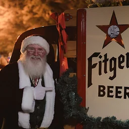 Santa and his live reindeer at Fitger's