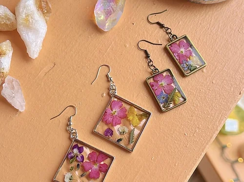 Resin Earrings and Keychains