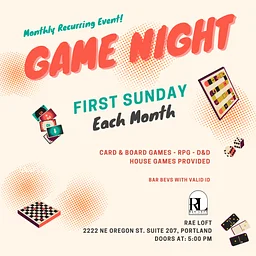 Game Night! Monthly fun free event!