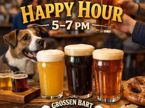 Monday Happy Hour at Grossen Bart Brewery (5–7 PM)