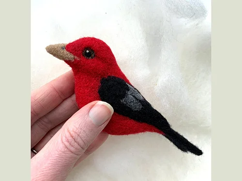 Needle Felting: Bird of the Month: Scarlet Tanager with Erin Carlson