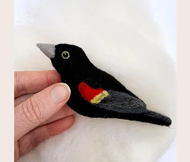 Needle Felting: Bird of the Month: Red Winged Blackbird with Erin Carlson