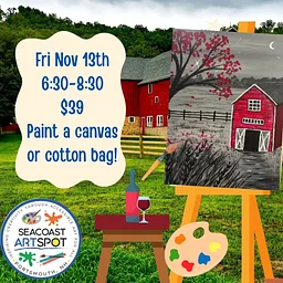 Fall at the Barn Cow Paint Night! $39 Paint and Sip! Paint a Canvas or Tote Bag