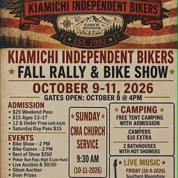 KIAMICHI INDEPENDENT BIKERS – FALL RALLY & BIKE SHOW