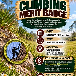 Climbing Merit Badge Day at Camp Elmore
