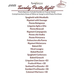 Tuesday Pasta Night