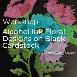 Alcohol Ink Floral Designs on Black Cardstock