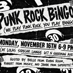 PUNK ROCK BINGO - SIDECAR LOUNGE