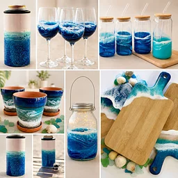 Beach Wave Resin Boards, Lanterns, Tumblers, Pots and Glassware October 15th