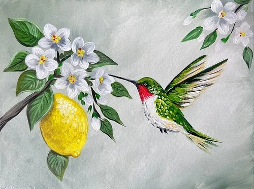 Paint & Sip @ Ruby Sunshine (Avondale): Humming Bird Lemon Blossom