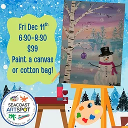Winking Snowman Paint Night! $39 Paint and Sip! Paint a Canvas or Tote Bag