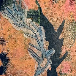 WINTER IMPRESSIONS: CHINE-COLLÉ USED WRAPPING PAPER WITH GEL PLATE