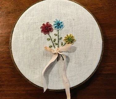 Fiber Arts: “Embroidered Birthstone Bouquet”