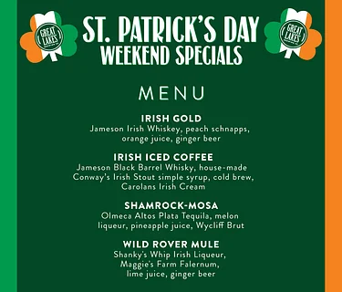 St. Patrick’s Day Weekend Special Menu