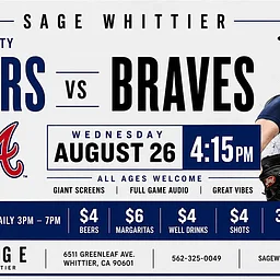Dodgers vs Braves Watch Party at Sage Whittier ⚾️