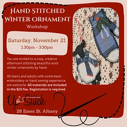 Hand Stitched Winter Ornament Workshop with Laurie B