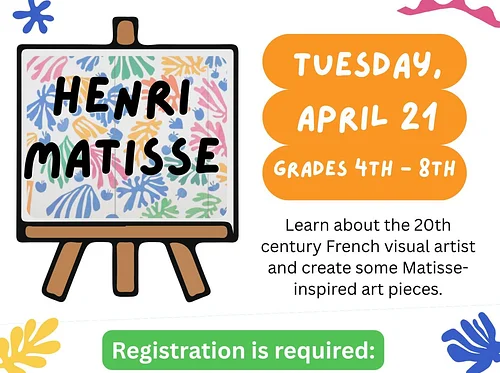 YOUTH ART CLASS: "Art Explorers | Henri Matisse" @ Fergus Falls Public Library