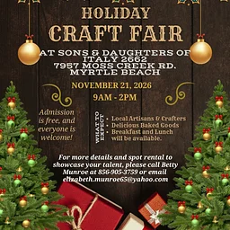 Craft Show Vendor Sign up – 11/21/2026