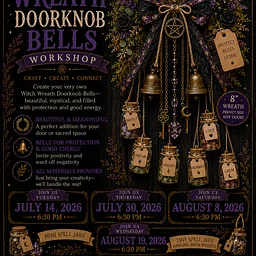 Witch Wreath Door Knob Bells! Bring your best intentions & vibes! Midnight Margarita Cocktail Specials! FREE Mac N’ Cheese Bar!Just $65!