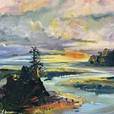Siletz Bay at Sunset - Intermediate Acrylic Painting Class