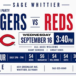 Dodgers vs Reds Watch Party | Sage Whittier