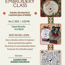 Sip & Stitch Christmas Embroidery Class