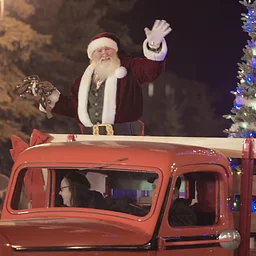 Santa and his live reindeer at Fitger's