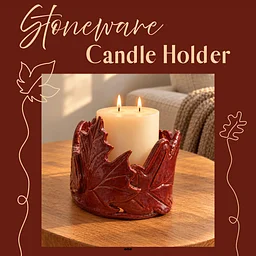 Stoneware Fall Leaf Candle Holder
