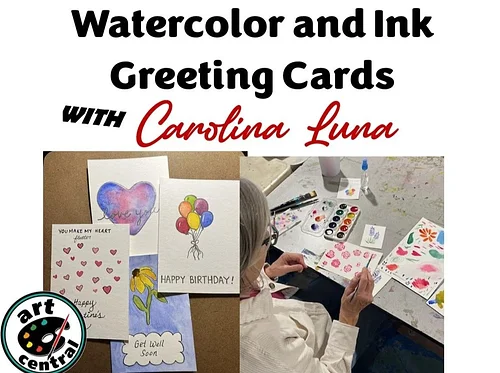 Watercolor and Ink Greeting Cards with Carolina Luna