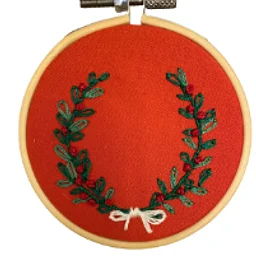 Embroidered Mistletoe Wreath