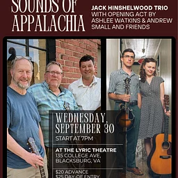 Sounds of Appalachia: Jack Hinshelwood Trio with opening act by Ashlee Watkins & Andrew Small and Friends