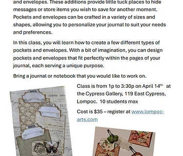 Workshop: Creating Pockets & Envelopes for your Journal
