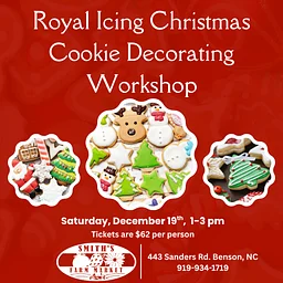 Christmas Cookie Decorating Class, Saturday, December 19th 1 pm to 3 pm