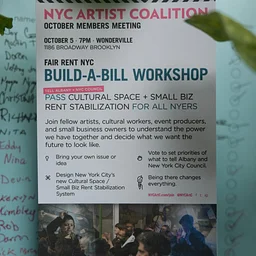 Fair Rent NYC Build-A-Bill Workshop | NYC Artist Coalition - October Meeting