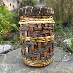 Willow Bark & Rush Woven Jar Covers with Sierra Lari