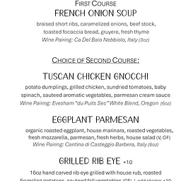 Saturday Night 3 Course Dinner