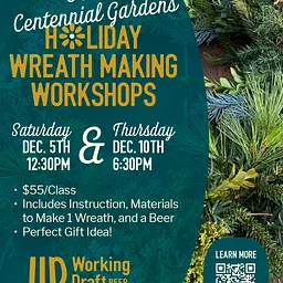 Holiday Wreath Workshop w/ Allen Centennial Garden 12/10 @ 6:30pm