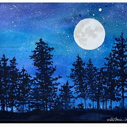 Moonlit Forest Painting