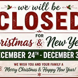 Holiday Closure – Christmas and New Year’s